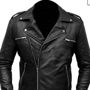 Dead leather jacket lapel black walking